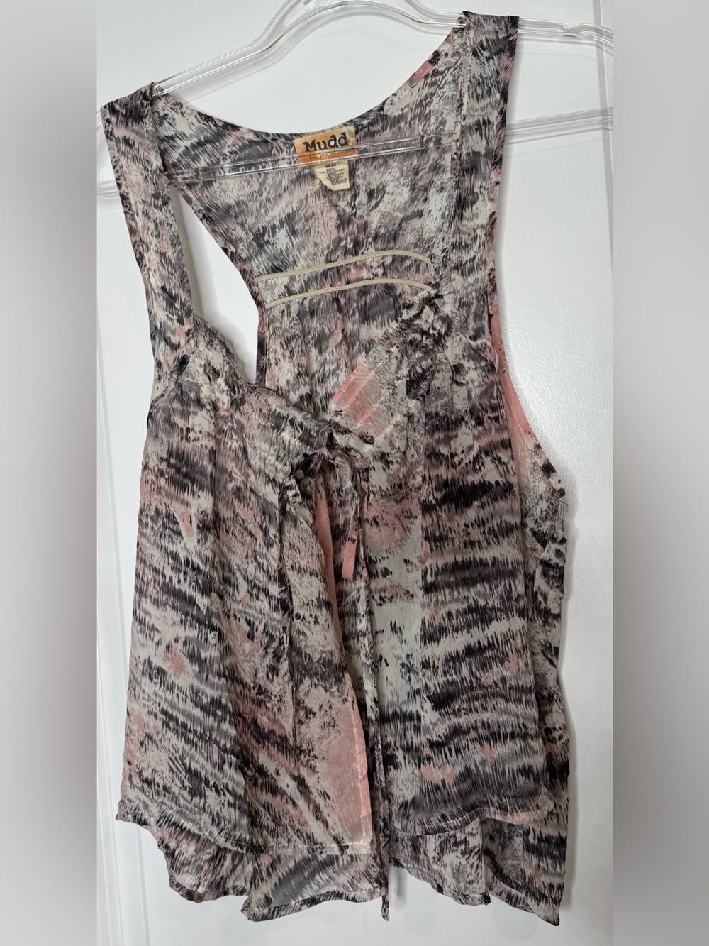 Mudd Pink and Black Patterned Sleeveless tank boho cardigan sz xl